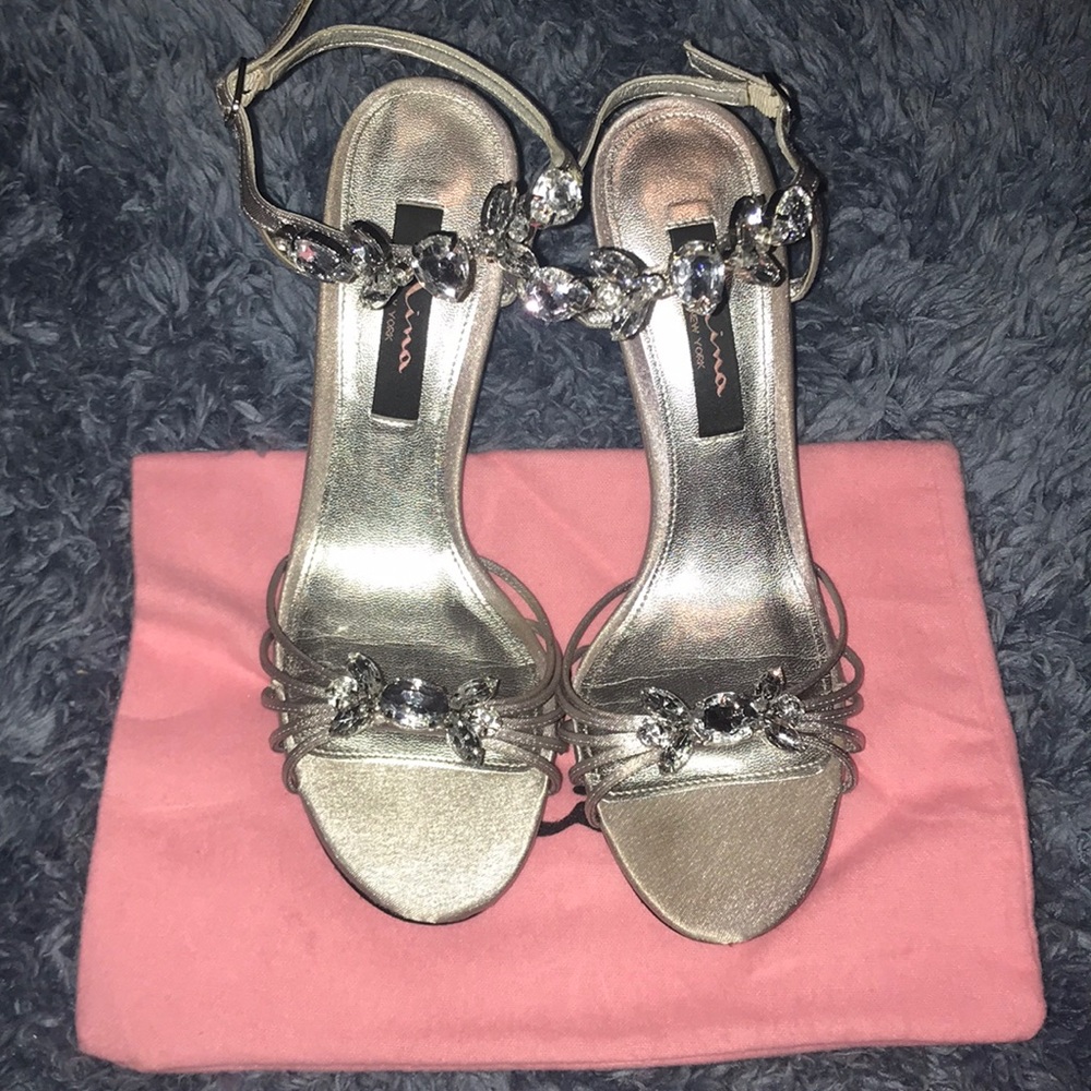 Silver Nina Heels